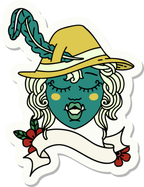 Bir insan tarafından çizilmiş Ork ozan karakterinin çıkartması