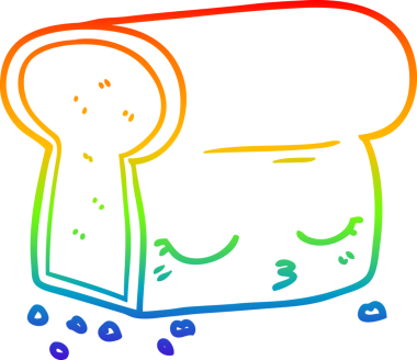 gökkuşağı gradyan çizgisi bir insan tarafından çizilmiş bir ekmek somunu