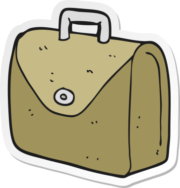 Bir insan tarafından çizilmiş eski bir evrak çantasının çıkartması.