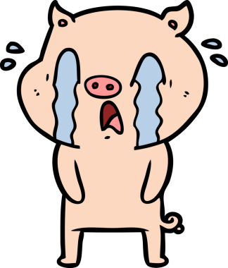 Bir insan tarafından çizilmiş ağlayan domuz çizgi filmi.