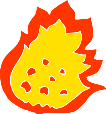 Bir insan tarafından çizilen yanan ateşin düz renk çizimi