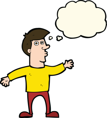 Bir insan tarafından çizilmiş düşünce balonlu endişeli bir adam.