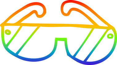 gökkuşağı gradyan çizgisi çizimi bir insan tarafından çizilmiş güvenlik gözlükleri