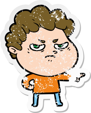 Bir insan tarafından çizilmiş kızgın bir adamın sıkıntılı çıkartması.