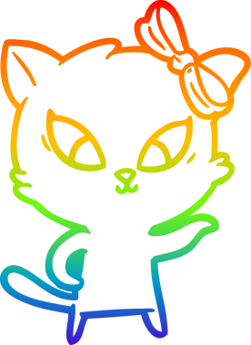 gökkuşağı gradyanı çizimi bir insan tarafından çizilmiş çizgi film kedisi