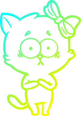 Bir insan tarafından çizilen çizgi film kedisinin soğuk gradyan çizgisi.