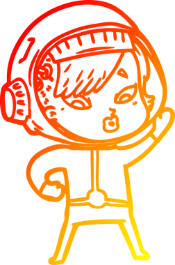 Bir insan tarafından çizilmiş bir astronot kadın çizgi çizimi.