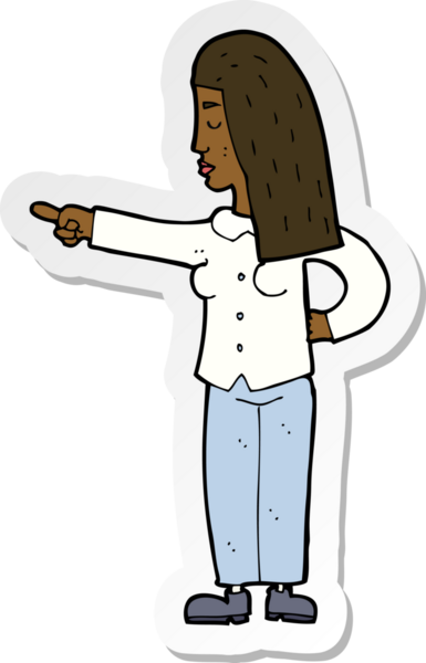 Bir insan tarafından çizilmiş bir karikatür kadının çıkartması.