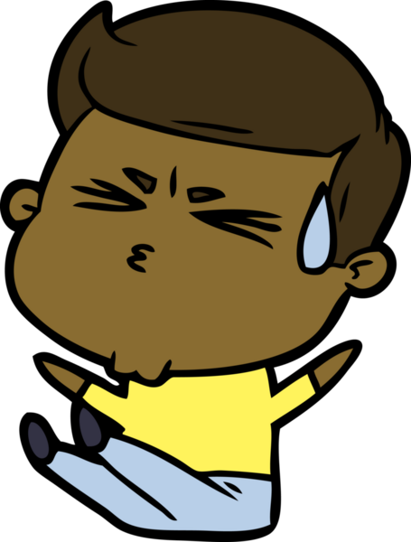 Bir insan tarafından çizilmiş terleyen çizgi film adamı.