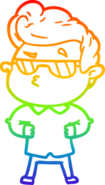 Gökkuşağı gradyan çizimi. Bir insan tarafından çizilmiş havalı bir adamın çizimi.