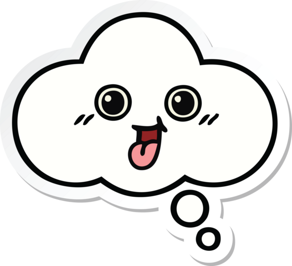 Bir insan tarafından çizilmiş şirin bir düşünce baloncuğunun çıkartması.