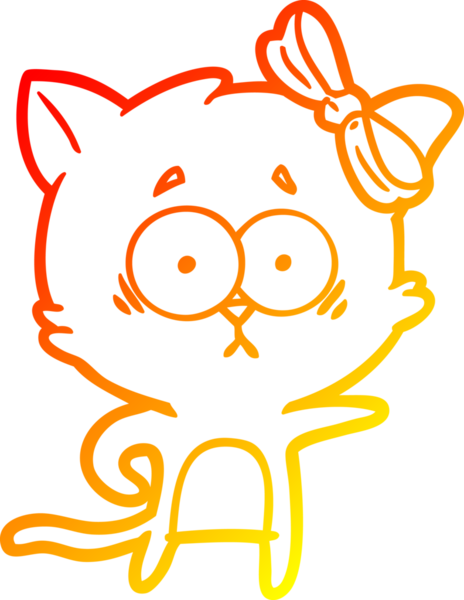 Bir insan tarafından çizilmiş çizgi film kedisinin sıcak çizgi çizimi