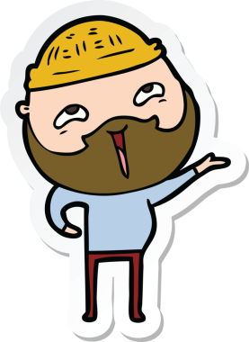 etiket karikatür mutlu bir sakallı adamın