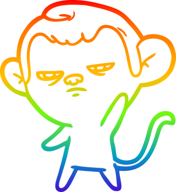 gökkuşağı gradyan çizgi çizimi bir insan tarafından çizilmiş bir maymun