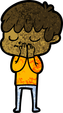 Bir insan tarafından çizilmiş mutlu çocuk çizgi filmi.