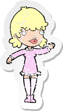 Bir insan tarafından çizilmiş bir karikatür kadının gerilmiş çıkartması.