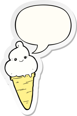 Bir insan tarafından çizilmiş konuşma balonu çıkartmalı karikatür dondurması.