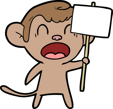 Bir insan tarafından çizilmiş bağıran çizgi maymun.