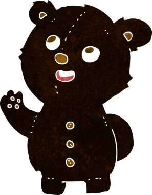 Bir insan tarafından çizilmiş sevimli siyah ayı yavrusu.