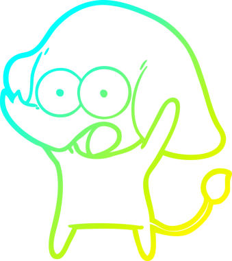 Bir insan tarafından çizilmiş şirin bir filin soğuk gradyan çizgisi