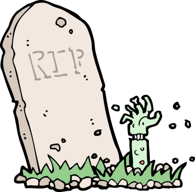 Bir insan tarafından çizilmiş bir mezardan yükselen zombi çizgi filmi.