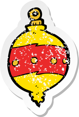 Bir insanın çizdiği karikatür Noel süslemesinin gerilimli retro yapıştırması.