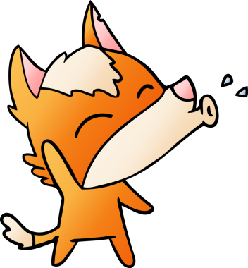 Bir insan tarafından çizilmiş tilki çizgi film karakteri