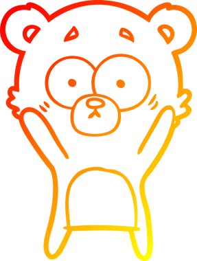 Bir insan tarafından çizilmiş kaygılı bir ayı karikatürünün sıcak çizgi çizimi