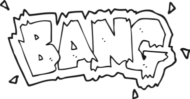 Bir insan tarafından çizilmiş siyah beyaz çizgi film patlaması