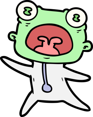 Bir insan tarafından çizilmiş garip bir uzaylı çizgi filmi.