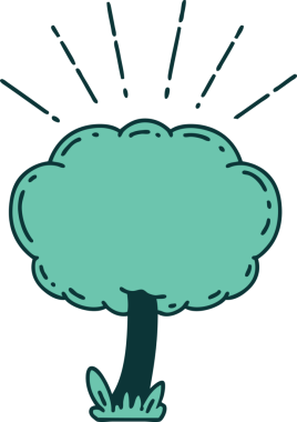 Bir insan tarafından çizilmiş geleneksel dövme ağacının çizimi