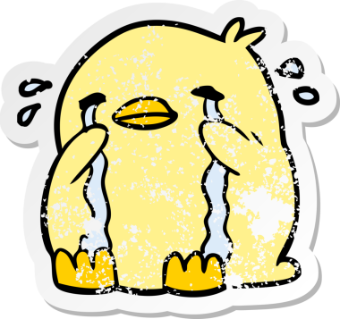 Bir insan tarafından çizilmiş ağlayan bir karikatür çıkartması.