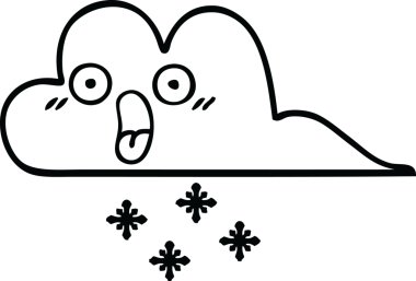 Bir insan tarafından çizilmiş şok olmuş bir kar bulutunun çizgi filmi.