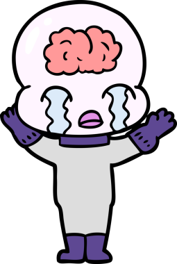 Bir insan tarafından çizilmiş koca beyinli bir uzaylı ağlaması.