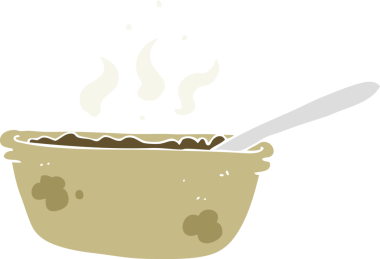 Bir insan tarafından çizilmiş güveç kasesinin düz renk çizimi