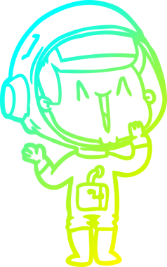 Bir insan tarafından çizilmiş gülen bir astronotun soğuk gradyan çizimi.