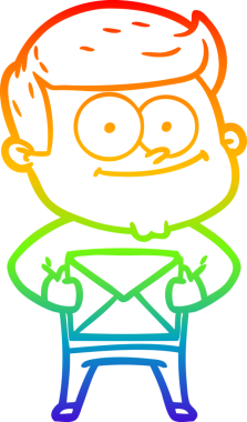 Gökkuşağı gradyanı çizimi. Bir insan tarafından çizilmiş mutlu bir adamın çizimi.