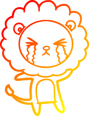 Bir insan tarafından çizilmiş, ağlayan bir aslanın çizgi çizimi.