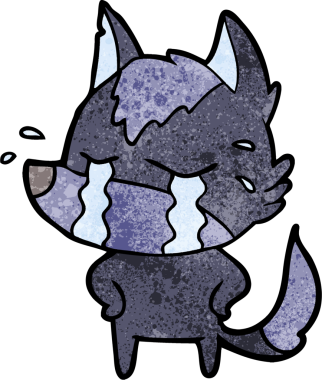 Bir insan tarafından çizilmiş ağlayan kurt çizgi filmi.