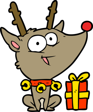 Bir insan tarafından çizilmiş karikatür Noel geyiği.