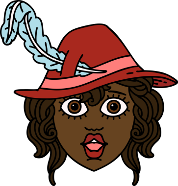 Retro Dövme Tarzı İnsan Ozan Karakteri Bir İnsan Tarafından Çizilmiş