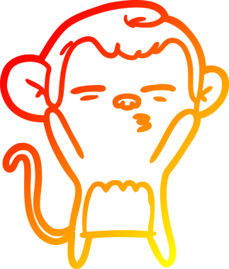 Bir insan tarafından çizilmiş şüpheli bir maymunun sıcak çizgi çizimi