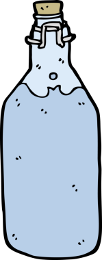 Bir insan tarafından çizilmiş eski tarz bir su şişesi.