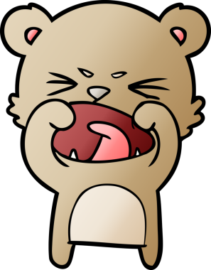 Bir insan tarafından çizilmiş kızgın çizgi film ayısı.