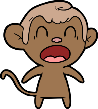 Bir insan tarafından çizilmiş bağıran çizgi maymun.