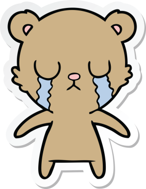 Bir insan tarafından çizilmiş ağlayan çizgi film ayısının çıkartması.