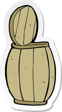 Bir insan tarafından çizilmiş çizgi film bira fıçısının etiketi.