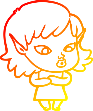 Bir insan tarafından çizilmiş güzel bir elf kızı çizimi.