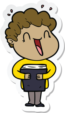 Bir insan tarafından çizilmiş mutlu bir adamın çıkartması.