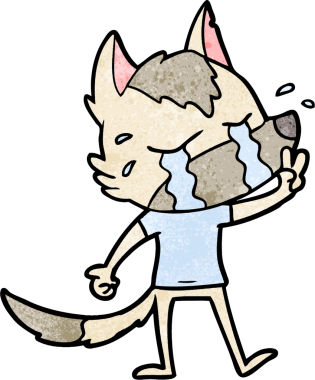 Bir insan tarafından çizilmiş ağlayan kurt çizgi filmi.